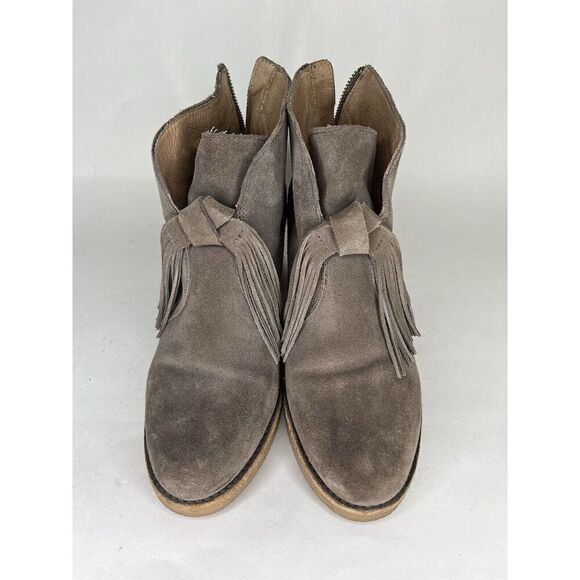 Ugg Booties Women Size 9 Gray Suede Zip Heels - Picture 13 of 16